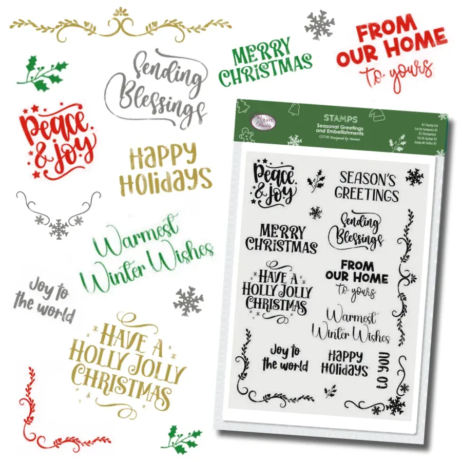 Craft Buddy Seasonal Greetings and Embellishments A5 stempelset kerst