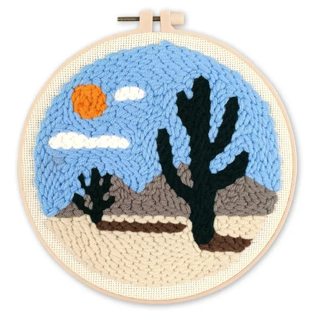 Figured'Art Middag in de woestijn punch needle pakket 20 cm wol