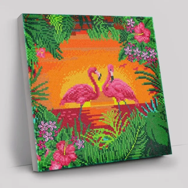 Craft Buddy Crystal Art Fancy Flamingos canvas diamond painting 30x30