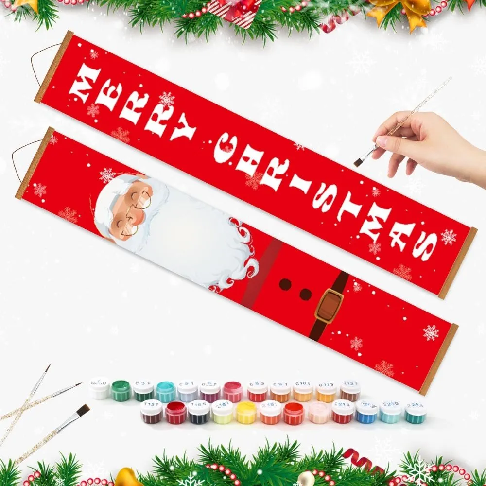 Figured'Art Blije Kerstman Deurbanner Schilderen op Nummer 20x120