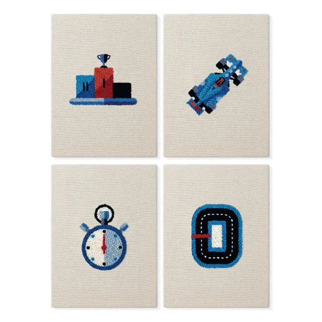 Figured'Art Pitstop punch needle set 4 stuks met frames stilleven