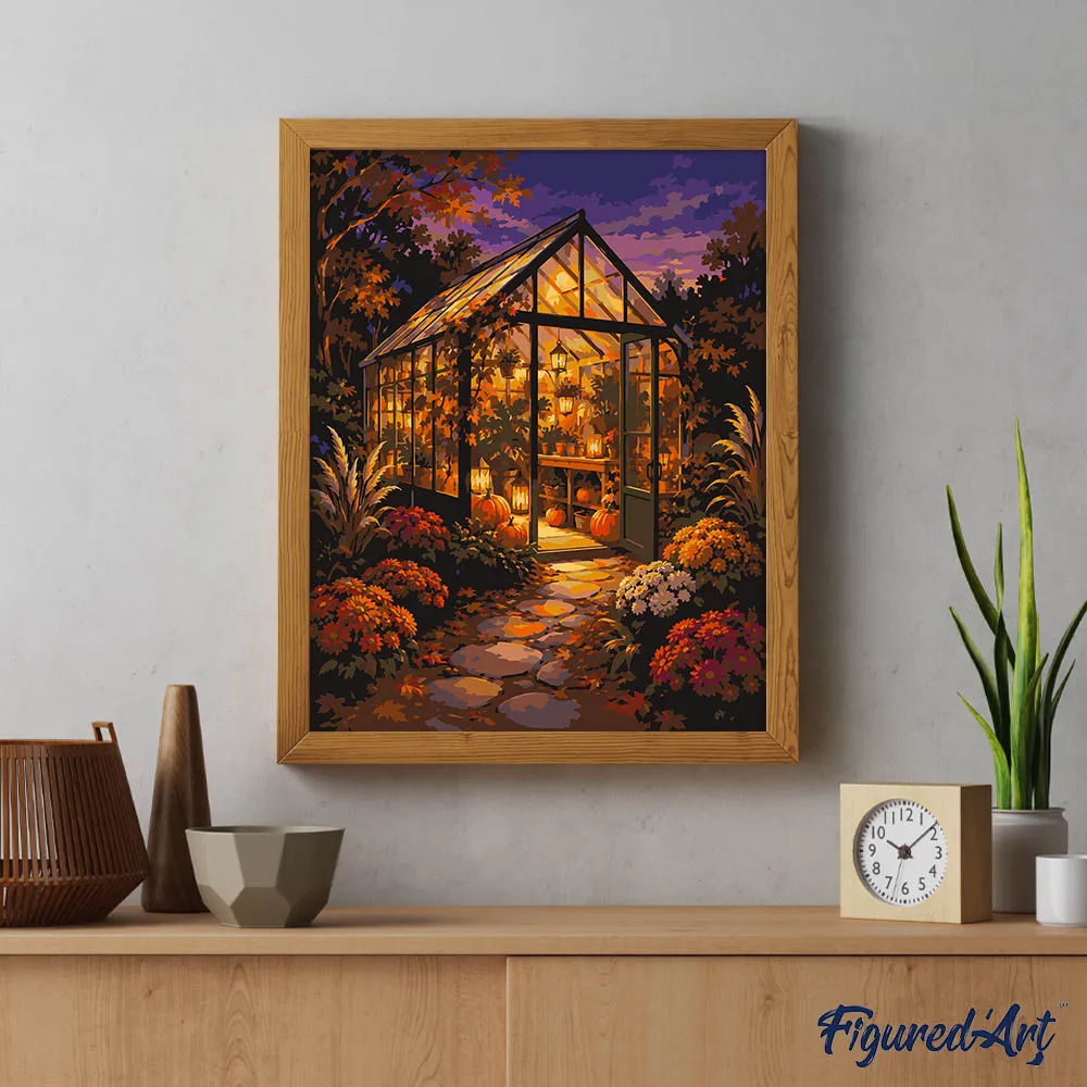Figured'Art Stralend Herfstkas schilderen op nummer 40x50 herfst