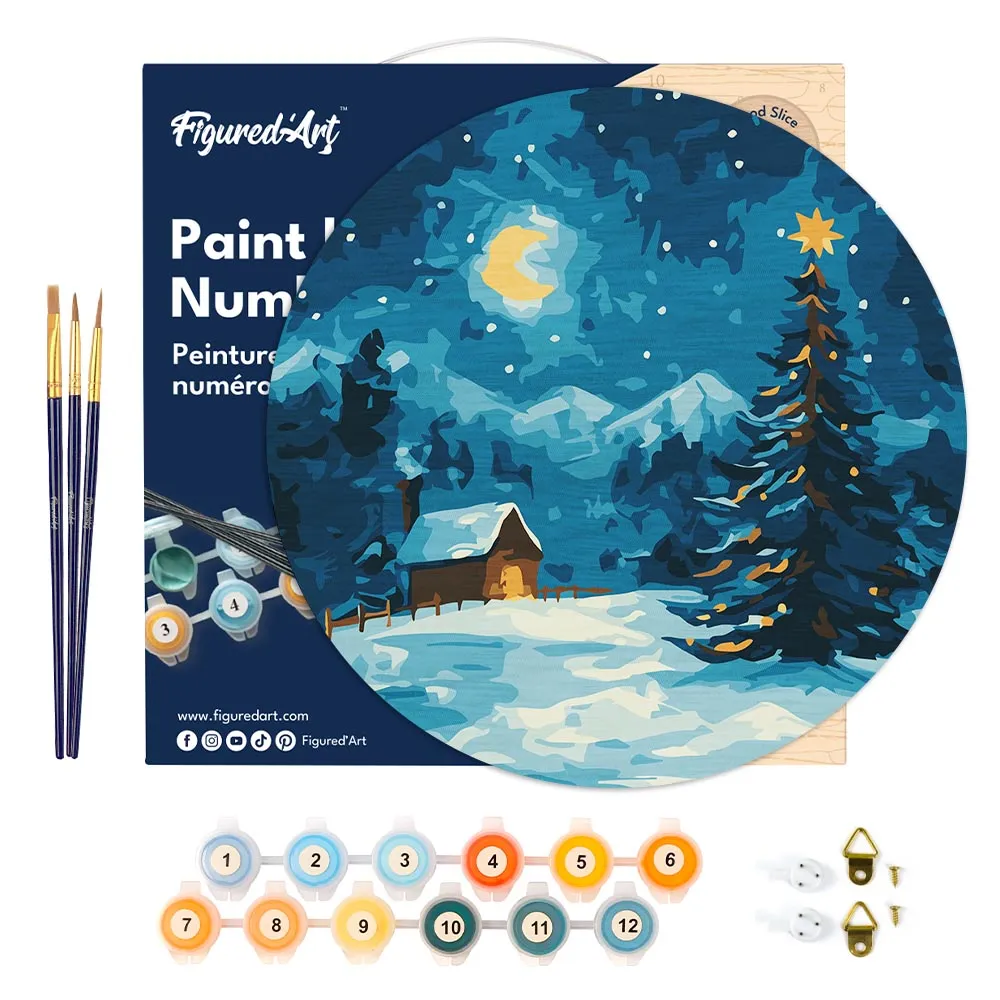 Figured'Art Sterrennacht van Kerstmis schilderen op hout 30 cm
