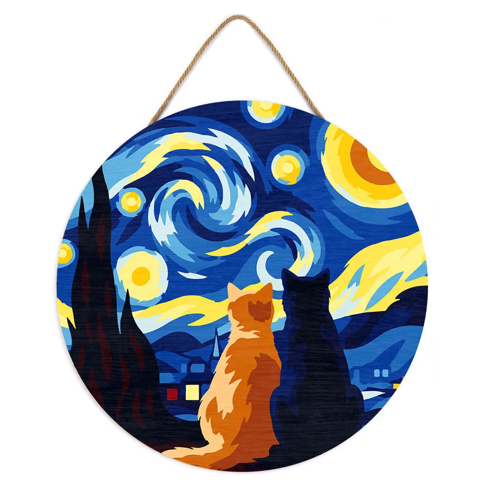 Figured'Art Sterrennacht metgezellen schilderen op nummer hout 30cm