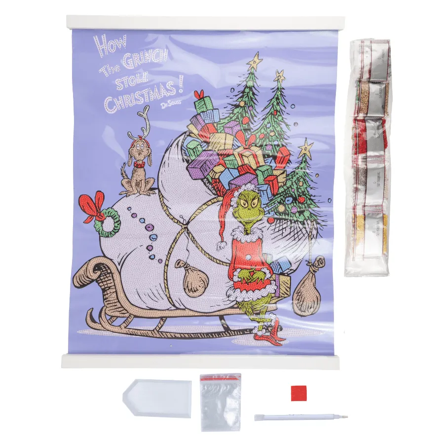 Craft Buddy Crystal Art Grinch Scroll 40x50cm partial kerst