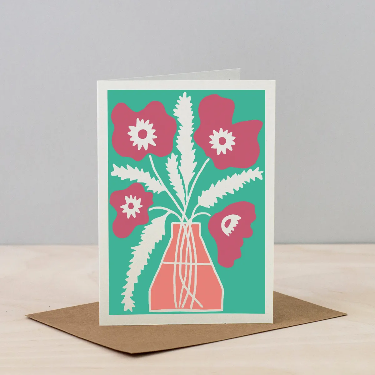 Studio Wald Poppy wenskaart A6 blanco met envelop rood