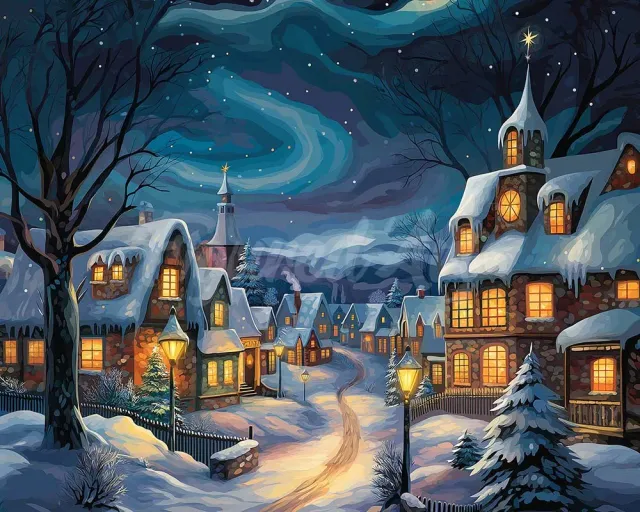 Figured'Art Sterrenkerstdorp diamond painting full drill winter