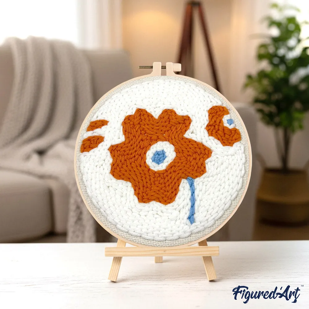 Figured'Art Klaproos punch needle pakket 20x20 cm wol beginners