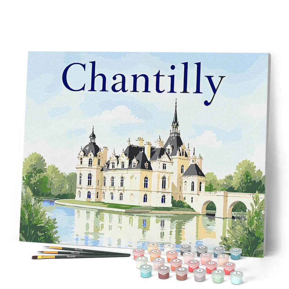 Figured'Art Kasteel van Chantilly schilderen op nummer 40x50 cm kasteel