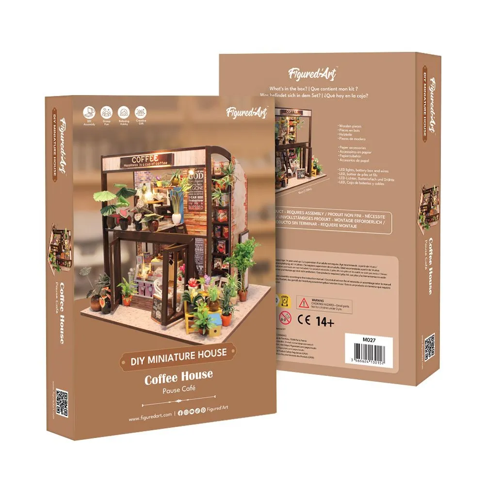 Figured'Art Pause Café miniatuurhuisje bouwpakket 232 stuks met led