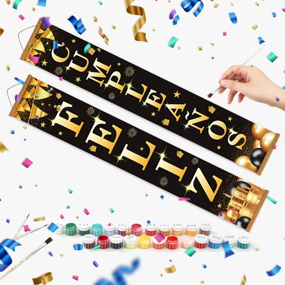 Figured'Art DIY Deur Banners Verjaardagsvlaggenlijn schilderen op nummer 20x120 cm