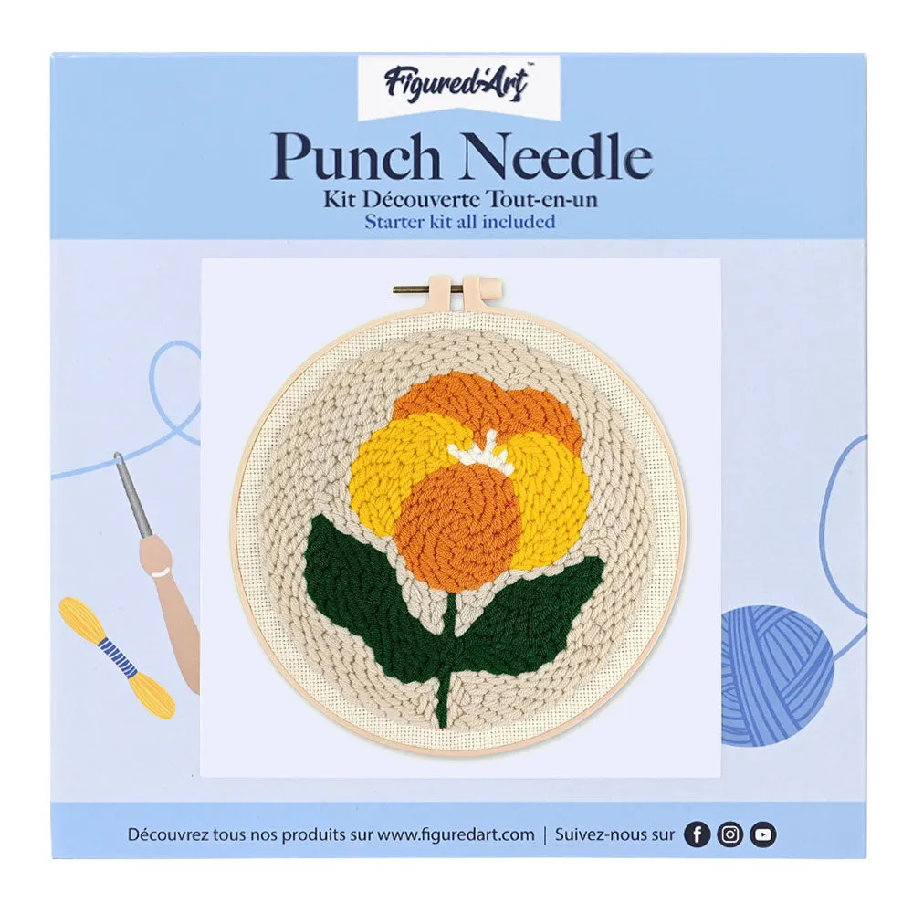 Figured'Art Punch Needle Goudsbloem pakket 20 cm wol bloemen