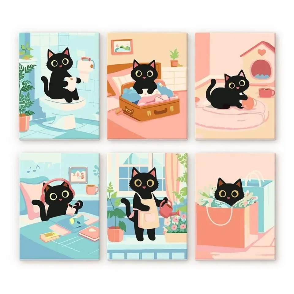 Figured'Art Mini Serie Speelse Kat schilderen op nummer 6x15x20cm