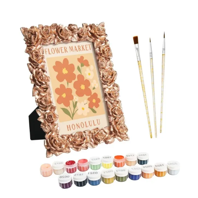 Figured'Art Mini Bloemenmarkt Honolulu schilderen op nummer 15,7x9,7cm lijst
