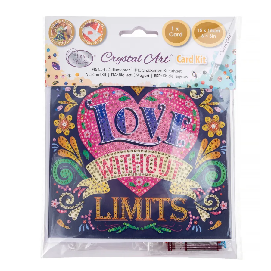 Craft Buddy Love Without Limits Crystal Art kaart 15x15cm liefde