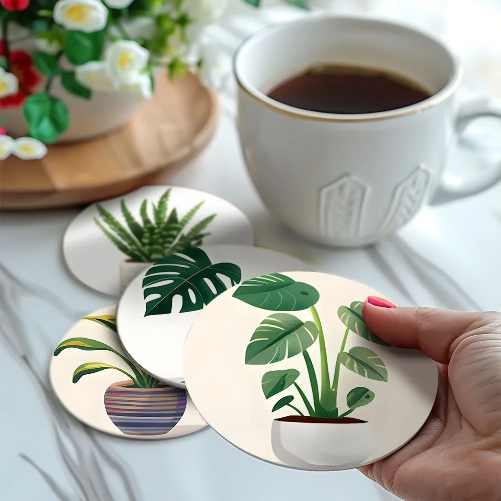 Figured'Art Monstera en Varen onderzetters schilderen op nummer 10cm 6 stuks