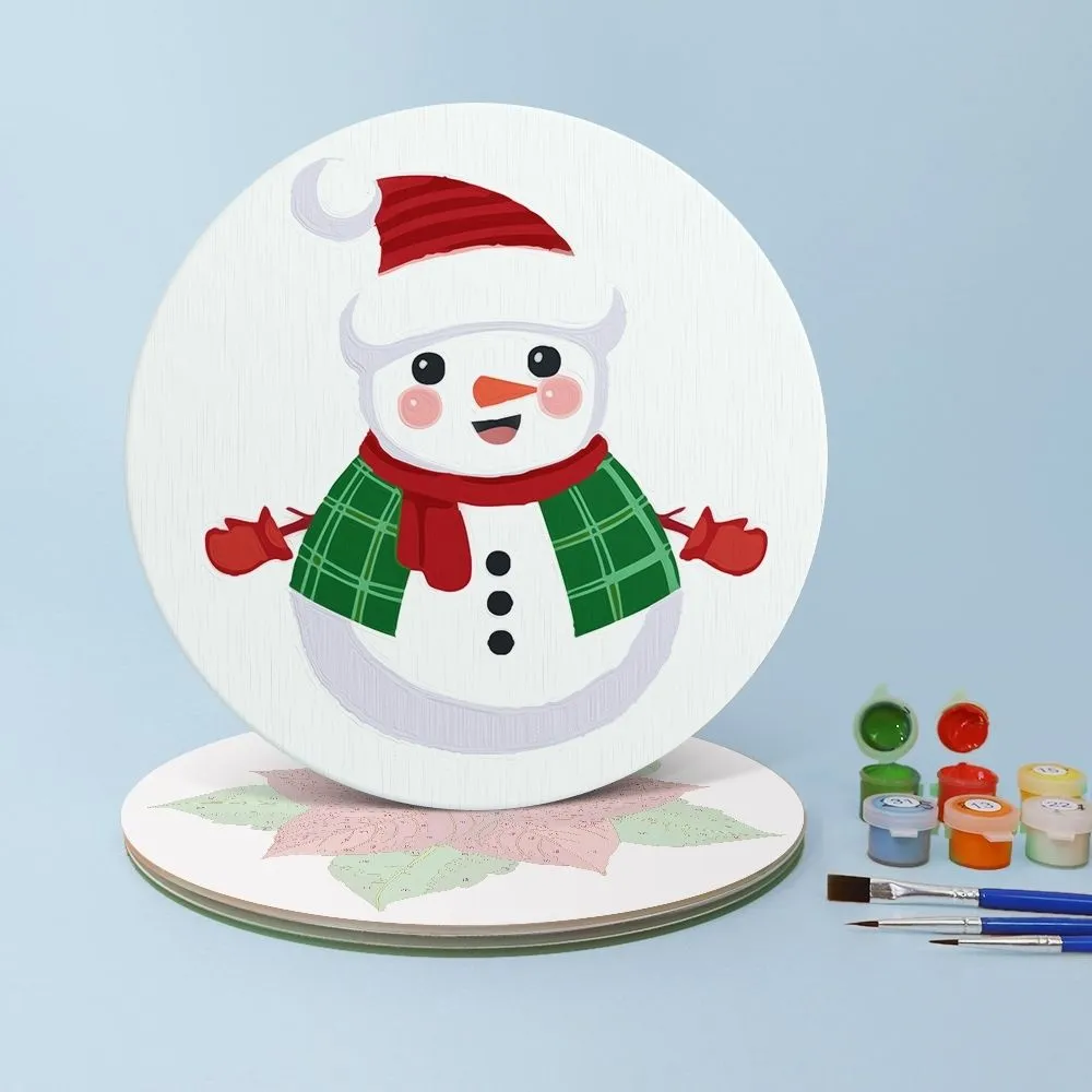 Figured'Art Sneeuwpop Kerstster schilderen op nummer 20 cm 4 stuks