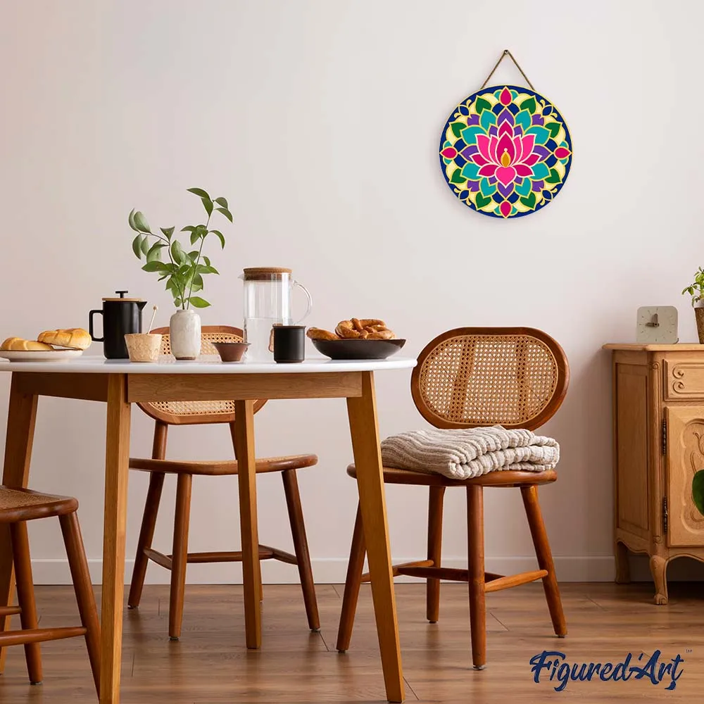 Figured'Art Lotusmandala schilderen op nummer houten schijf 30cm