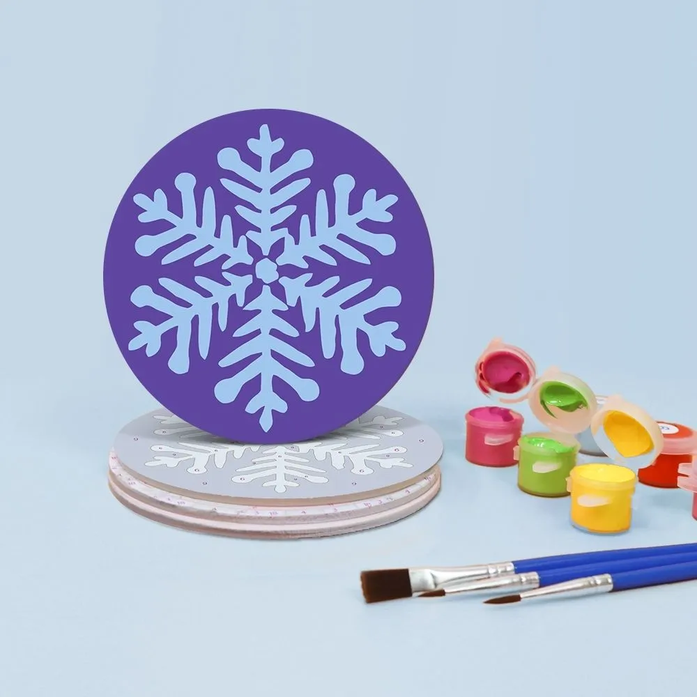 Figured'Art Sneeuwvlok onderzetters schilderen op nummer 4st 10cm
