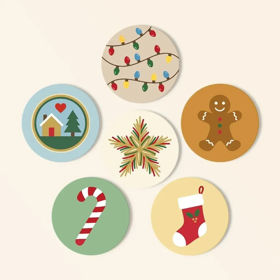 Figured'Art Kerstmagie onderzetters schilderen op nummer 6x 10 cm