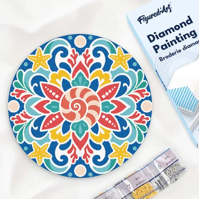 Figured'Art Schelpenmandala diamond painting hout 30cm
