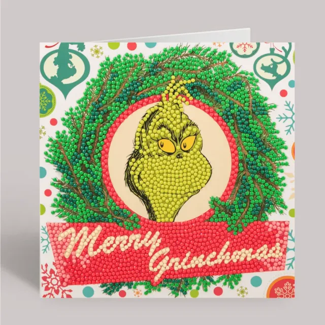 Craft Buddy Crystal Art Merry Grinchmas kaart 18x18cm kerst groen