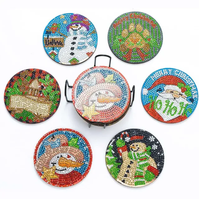 Figured'Art Kerstset 2 diamond painting onderzetters 6 stuks