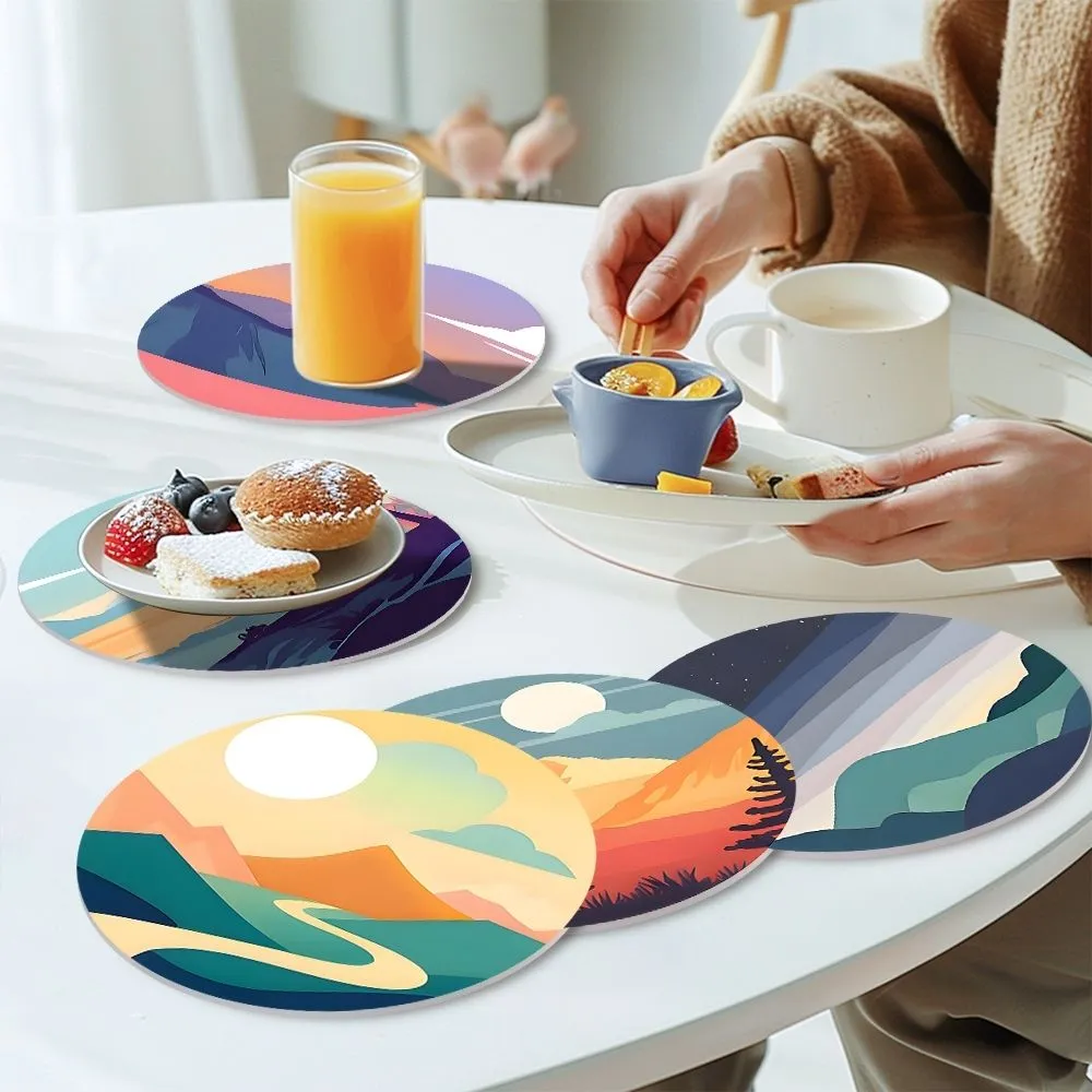 Figured'Art Uitzicht op de Natuur Schilderen op Nummer Placemats 20cm 6 Stuks