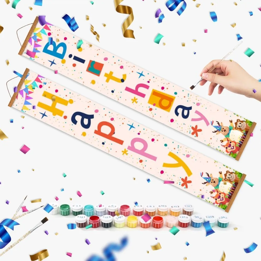 Figured'Art Verjaardags-Feston 2 deur banner schilderen op nummer 20x120cm