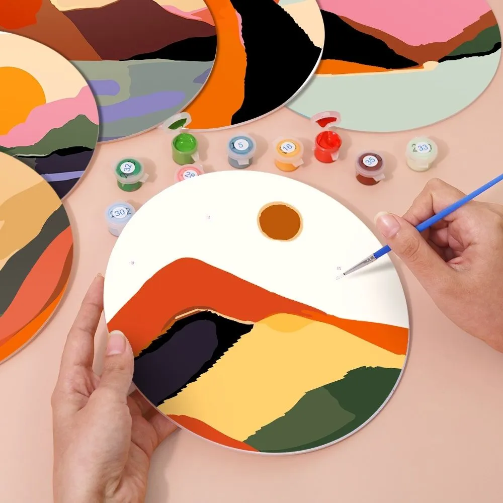 Figured'Art Moderne Abstracte Berg placemats schilderen op nummer 20 cm 6 stuks