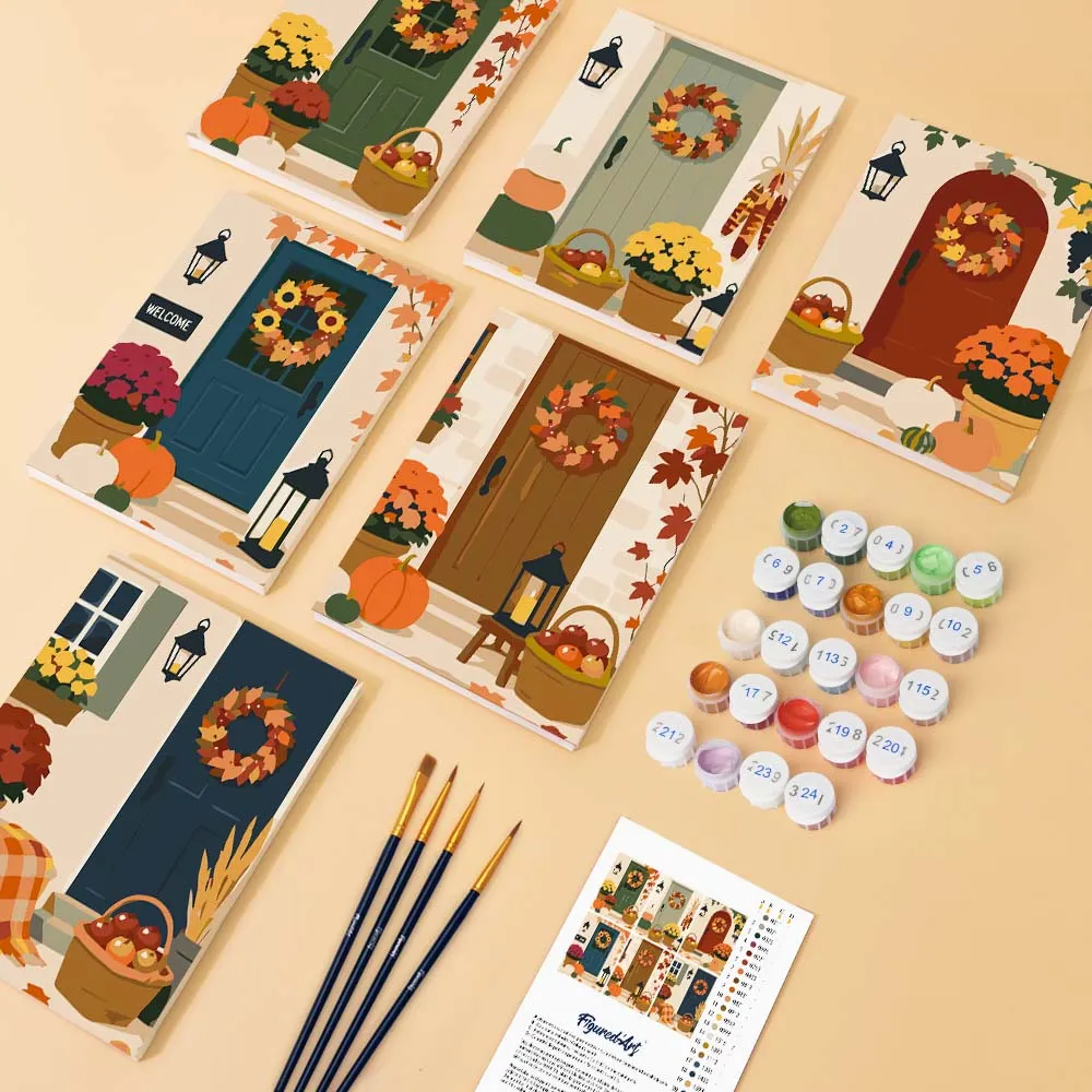 Figured'Art Mini Welkom herfst schilderen op nummer 15x20cm 6 stuks