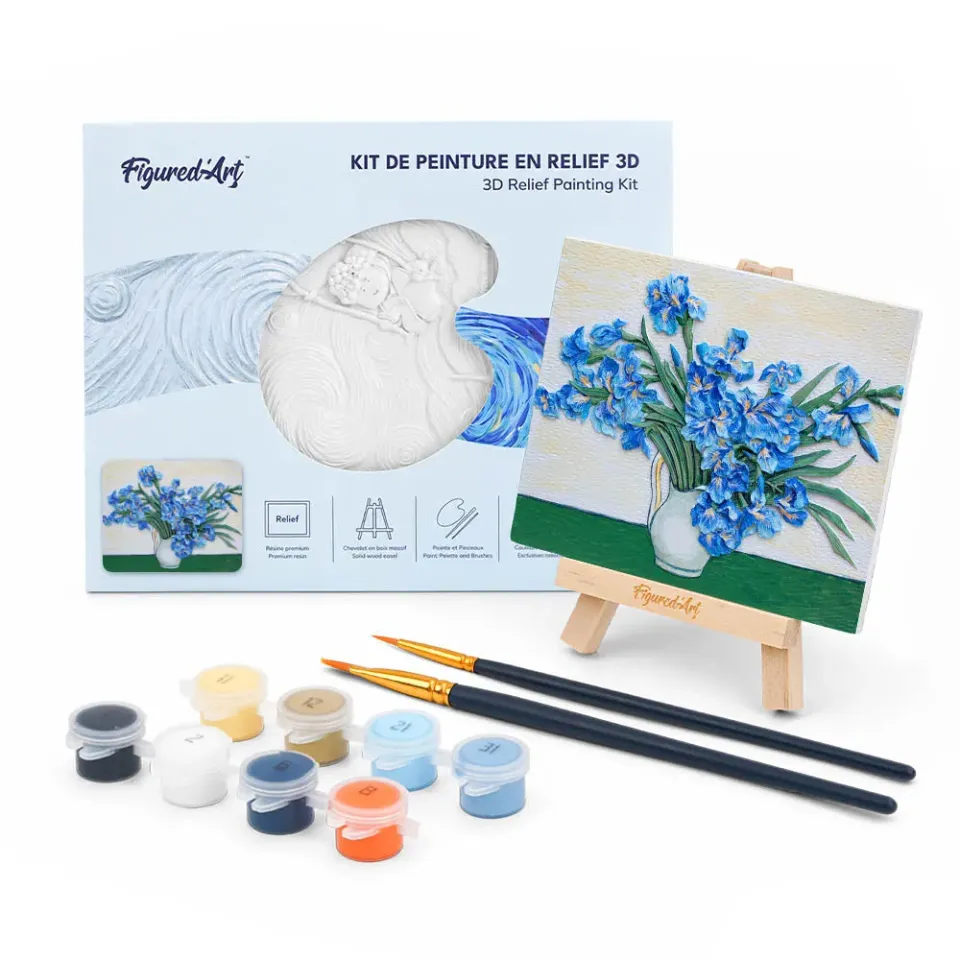 Figured'Art Iris Van Gogh 3D schilderij 13,5x10,5 hars