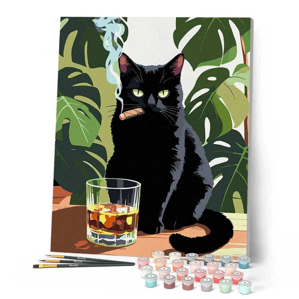 Figured'Art Snorharen en whisky schilderen op nummer kat eenvoudig