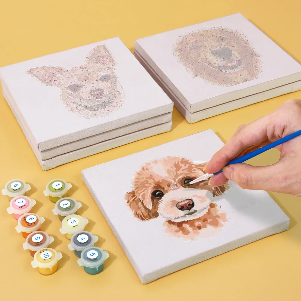 Figured'Art Schattige Honden schilderen op nummer 15x15 6 stuks