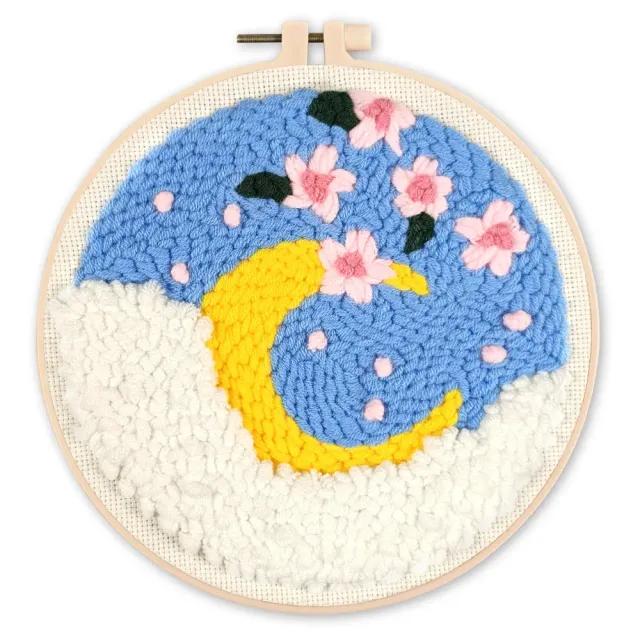 Figured'Art Kersenbloesem en de maan punch needle 20 cm wol