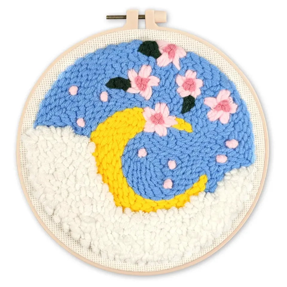 Figured'Art Kersenbloesem en de maan punch needle 20 cm wol