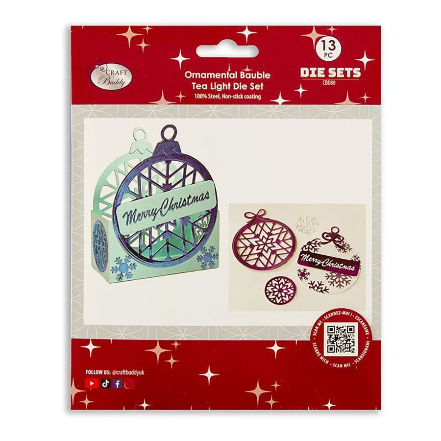 Craft Buddy Ornamental Bauble Tea Light snijmallen set 13-delig
