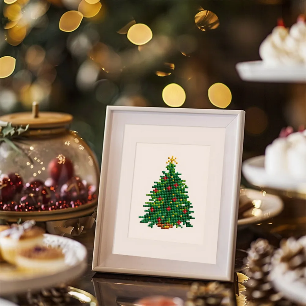 Figured'Art Kerstboom en Potplant mini diamond painting 15x20 cm 2 stuks