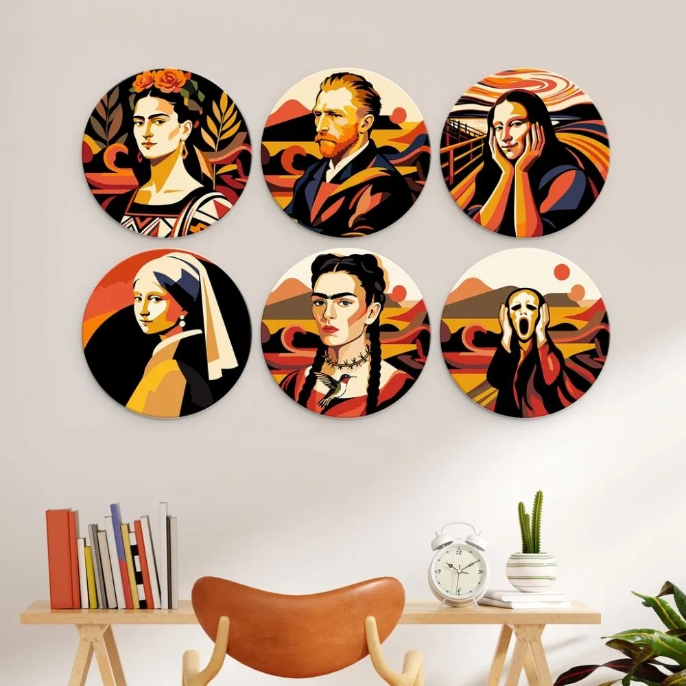 Figured'Art Artistieke iconen mini schilderen op nummer Ø20cm 6 stuks