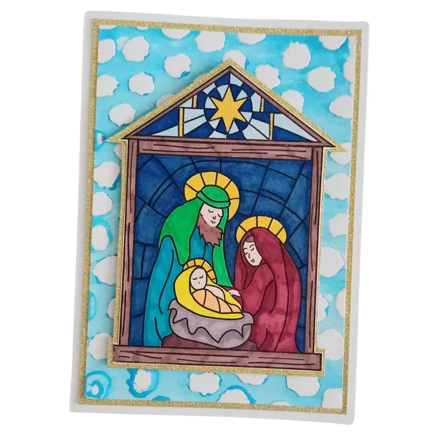 Craft Buddy Holy Family Stained Glass stempel A6 kerst