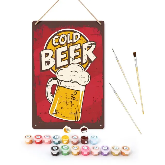 Figured'Art Koude Bierpul metalen poster 30x20 cm met touw
