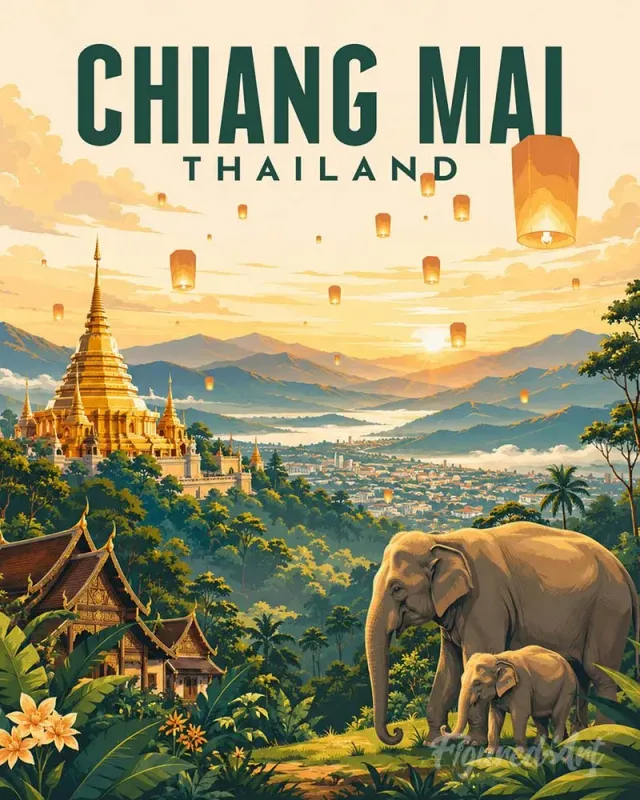 Figured'Art Reisposter Chiang Mai schilderen op nummer 40x50 reizen