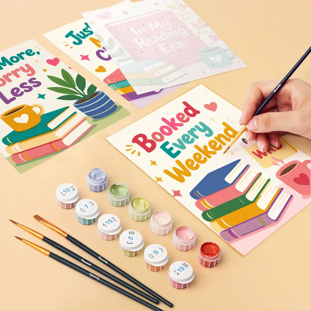 Figured'Art Stemming voor boekenliefhebbers mini schilderen op nummer 6st