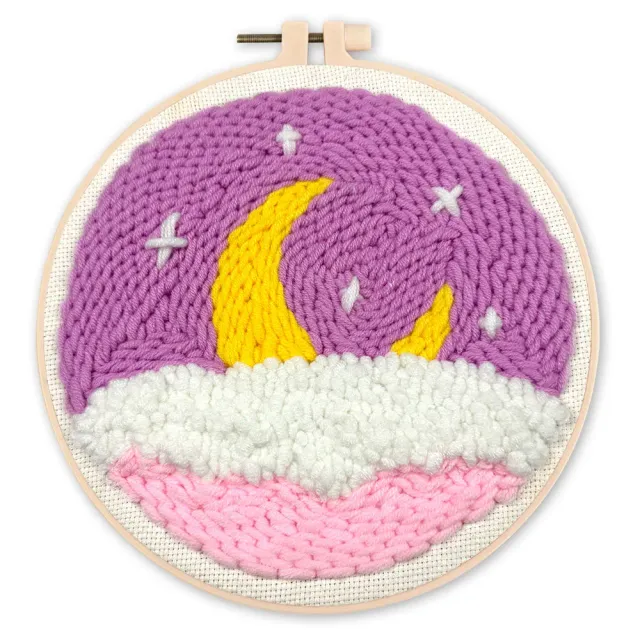 Figured'Art Paarse Lucht punch needle pakket 20x20 cm wol