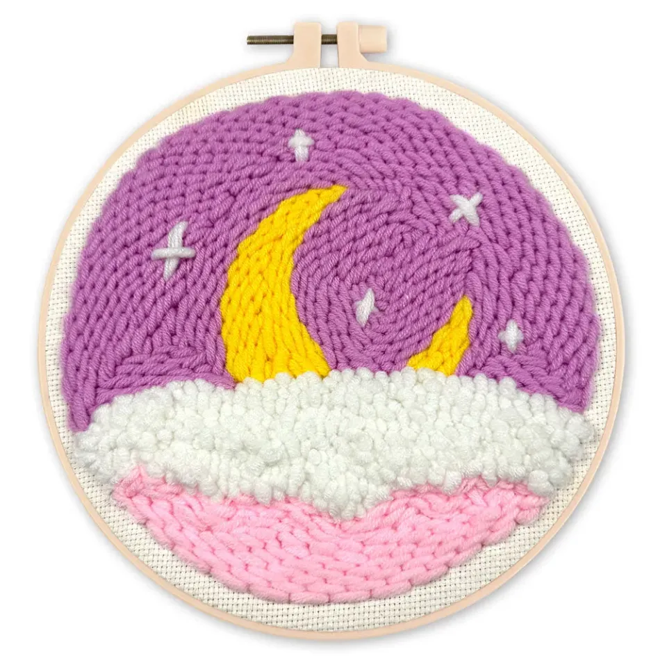 Figured'Art Paarse Lucht punch needle pakket 20x20 cm wol