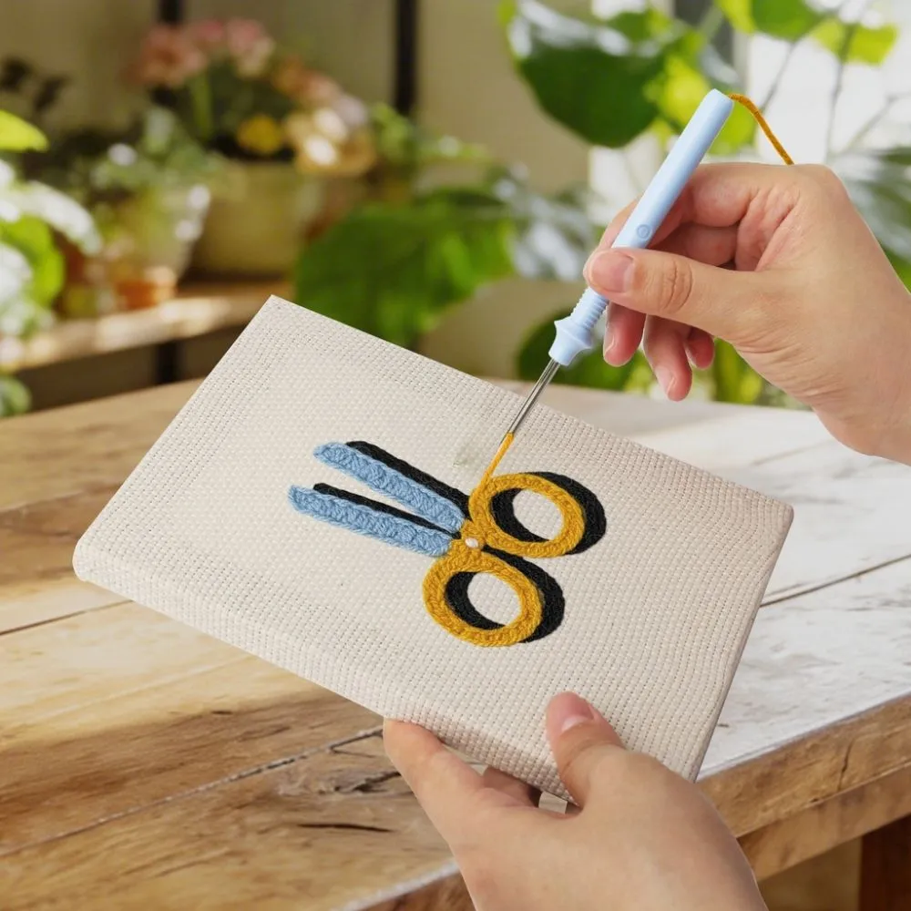 Figured'Art Punch Needle Set Terug naar School 2 punch needle kit 4 stuks katoen