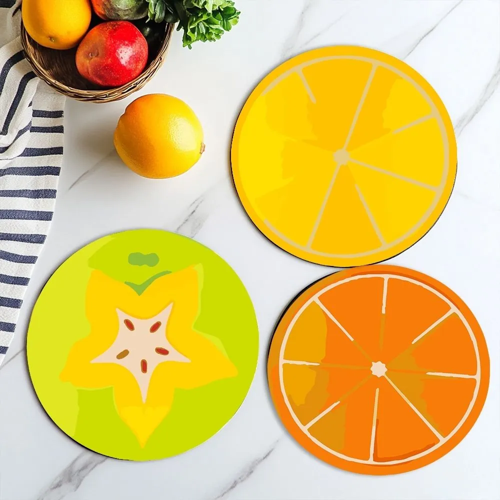 Figured'Art Gekleurde Fruitschijfjes schilderen op nummer placemats 6 stuks 20cm