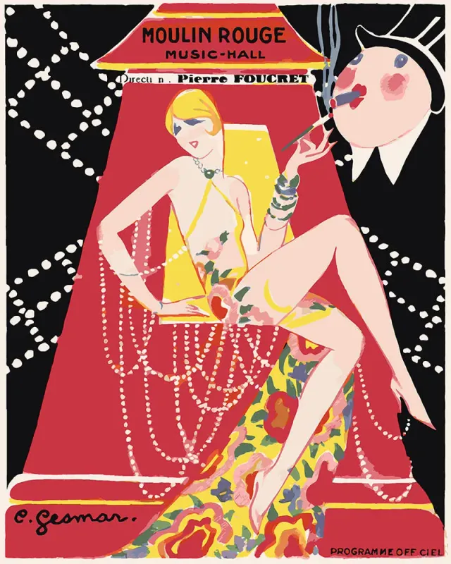 Figured'Art Moulin Rouge-affiche schilderen op nummer 40x50 cm vintage