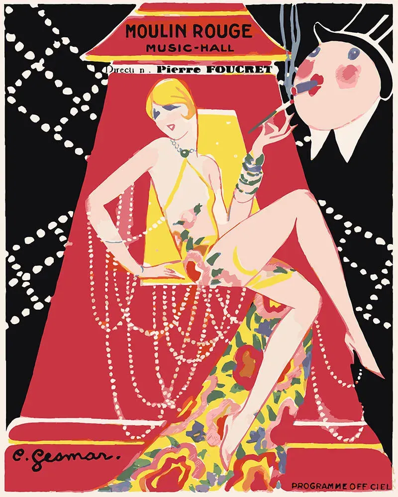 Figured'Art Moulin Rouge-affiche schilderen op nummer 40x50 cm vintage