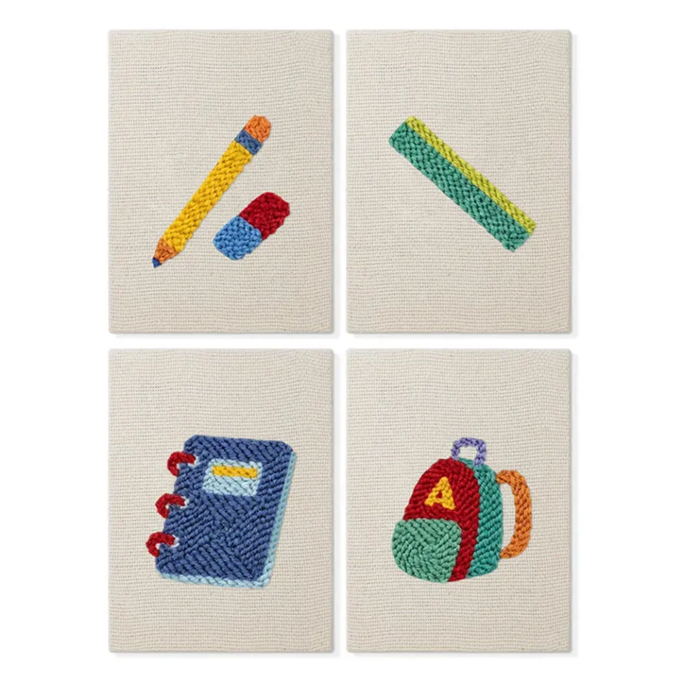 Figured'Art Studie Sfeer punch needle set 4 stuks 15x20 cm